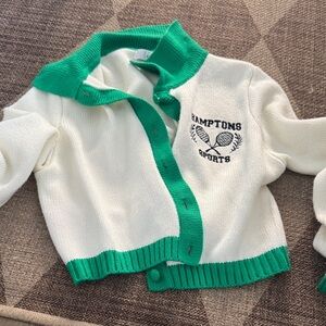 Green and White Sports Cardigan